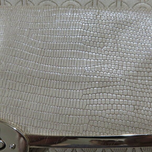 COACH Madison Op Art Fabric & Snakeskin Leather Turn Lock Flap Hobo Crossbody - Picture 12 of 16